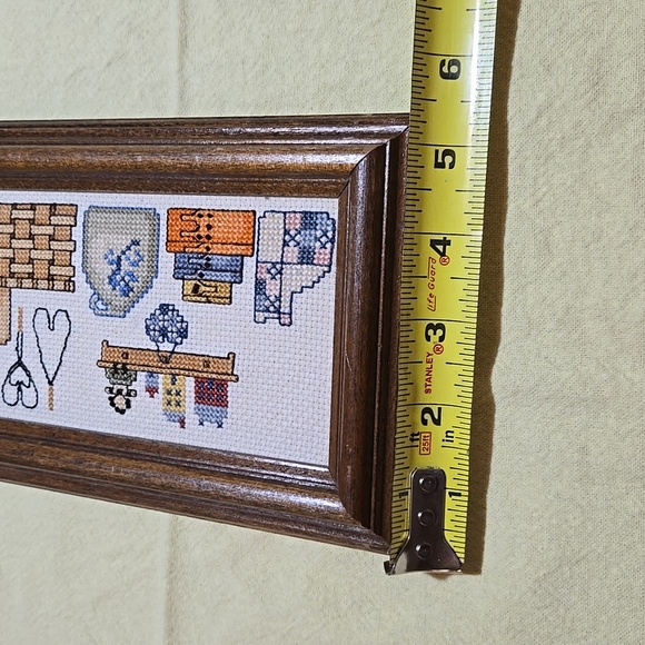 Cross-stitch Country Theme Picture Wall Hanging Cat Primitive Folk Art Rustic - Picture 5 of 17